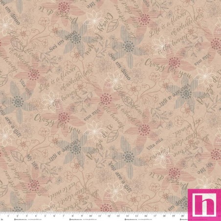 P140-3498-22 PATCH. AMERICANO SIMPLY CHARMING (24) 110 CM. ALGODON 100% BEIG Venta en piezas de 7.00 M