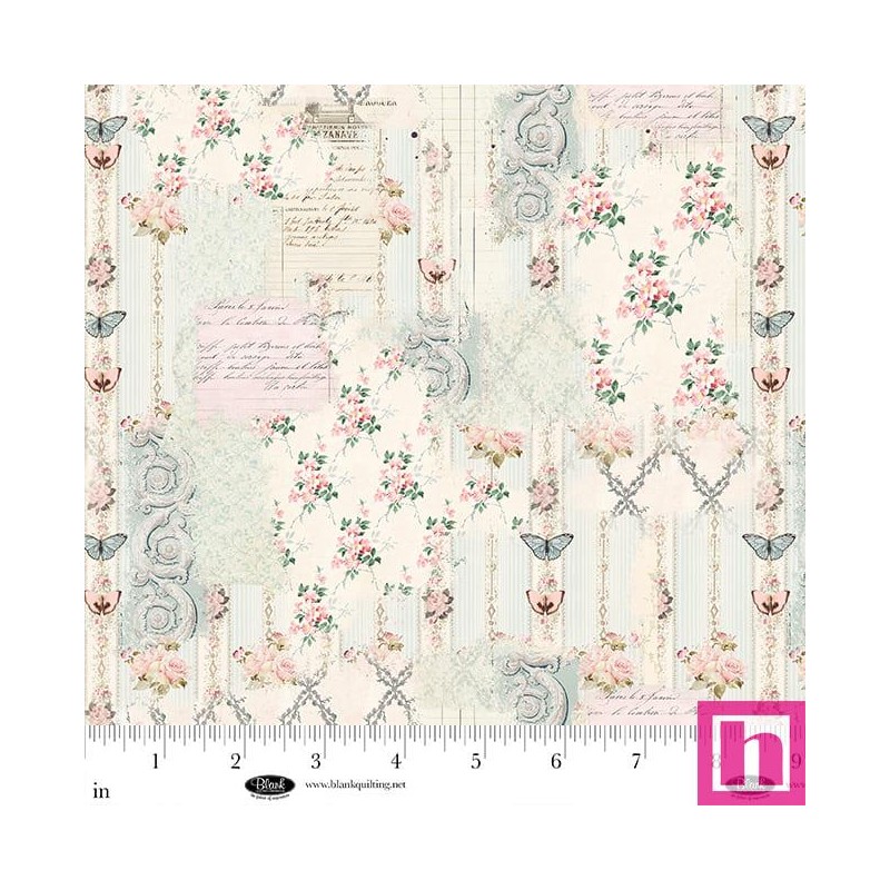 P140-4296-41 PATCH. AMERICANO PARISIAN SNIPPETS (09) 110 CM. ALGODON 100% CREMA/MENTA Venta en piezas de 7.00 M