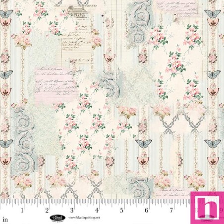 P140-4296-41 PATCH. AMERICANO PARISIAN SNIPPETS (09) 110 CM. ALGODON 100% CREMA/MENTA Venta en piezas de 7.00 M
