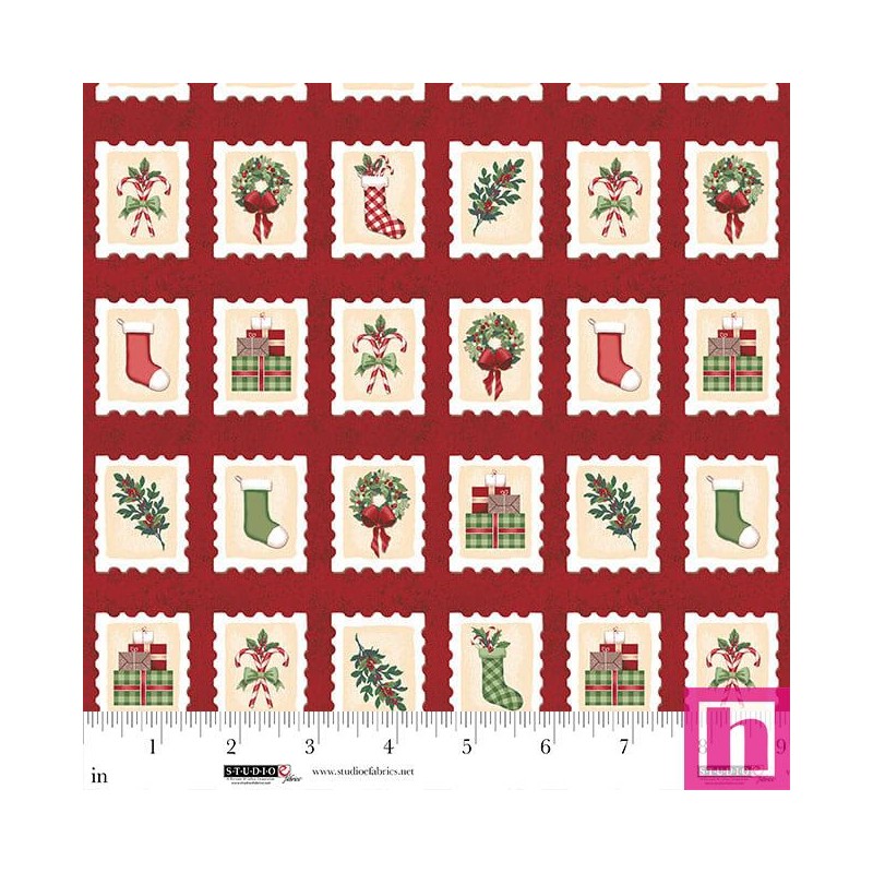 P140-8310-88 PATCH. AMERICANO CHRISTMAS VILLAGE (02) 110 CM. ALGODON 100% ROJO/MULTI Venta en piezas de 7.00 M