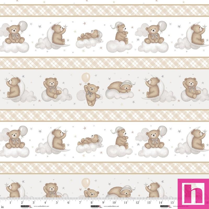 P140-8525-34 PATCH. AMERICANO SLEEPY TEDDY (10) 110 CM. ALGODON 100% BLANCO/CREMA Venta en piezas de 7.00 M