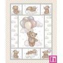 P140-8526P-34 PATCH. AMERICANO SLEEPY TEDDY (01) PANEL 90X110 CM. ALGODON 100% BLANCO/CREMA Venta en piezas de 7.00 M