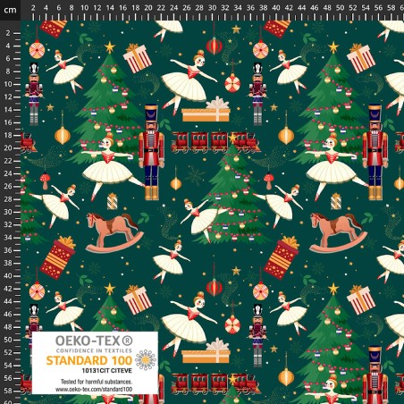 P37-4504-168 PATCH.AMERICANO CHRISTMAS BALLET (02) 110 CM. ALGODON 100% VERDE Venta en piezas de 6.00 M