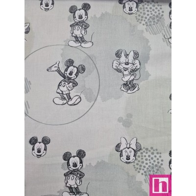 66867 TEJIDO ESTAMPADO DISNEY MICKEY (03) 1.40 M. ALGODON 100% BLANCO/NEGRO Venta en piezas de 6.00 M