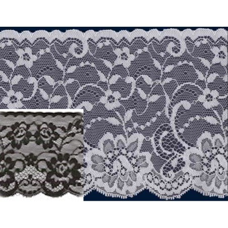 58586 FLORA PUNTILLA NYLON 110 MM. POLIAMIDA 100% NEGRO Venta en piezas de 20.00 M