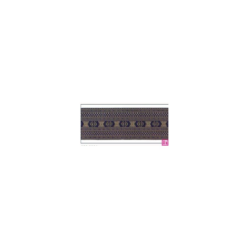 606033-50-06 CINTA JACQUARD CLEO 50 MM. POLIESTER 100% MARINO/DORADO Venta en piezas de 10.00 M