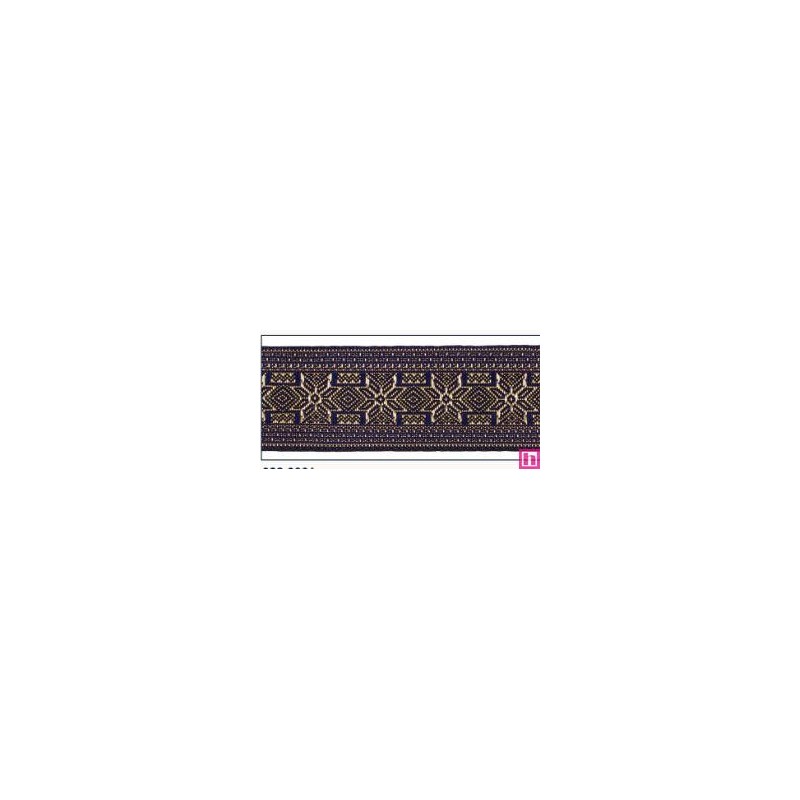 606034-50-06 CINTA JACQUARD ALTEA 50 MM. POLIESTER 100% MARINO/DORADO Venta en piezas de 10.00 M