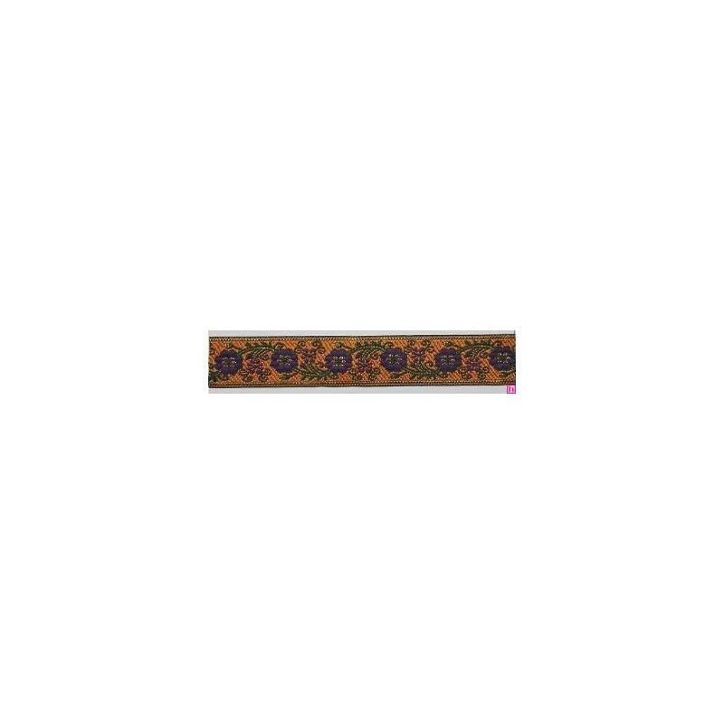 655365-0013 CINTA JACQUARD ZERA 25 MM. POLIESTER 100% VERDE/DORADO Venta en piezas de 7.00 M