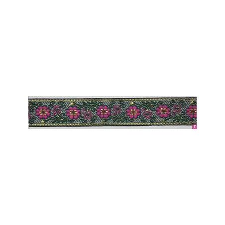 655365-0027 CINTA JACQUARD ZERA 25 MM. POLIESTER 100% GRIS/DORADO Venta en piezas de 7.00 M