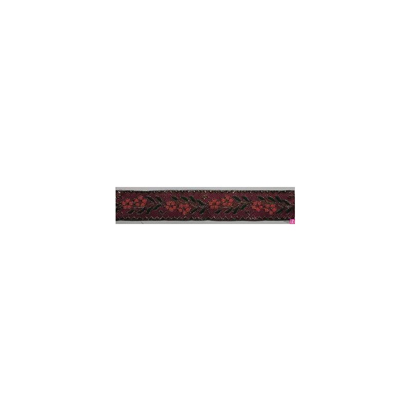 655367-0009 CINTA JACQUARD CLIO 25 MM. POLIESTER 100% ROJO/DORADO Venta en piezas de 7.00 M