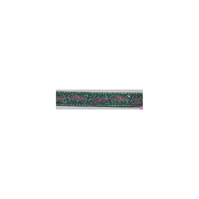 655367-0012 CINTA JACQUARD CLIO 25 MM. POLIESTER 100% AGUA/DORADO Venta en piezas de 7.00 M