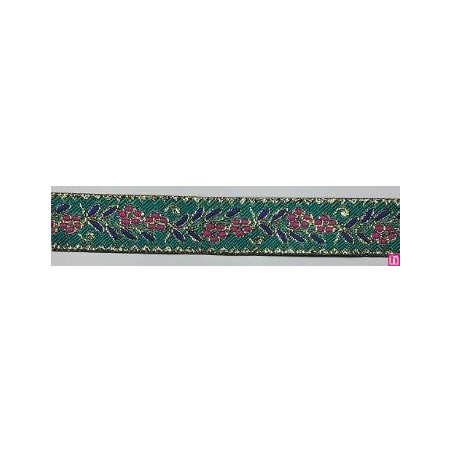 655367-0012 CINTA JACQUARD CLIO 25 MM. POLIESTER 100% AGUA/DORADO Venta en piezas de 7.00 M