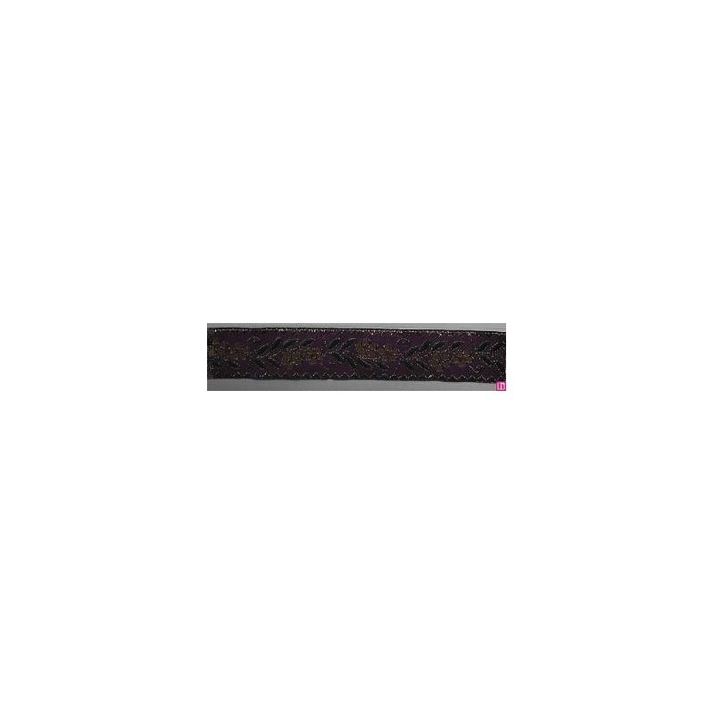 655367-0022 CINTA JACQUARD CLIO 25 MM. POLIESTER 100% MORADO/DORADO Venta en piezas de 7.00 M
