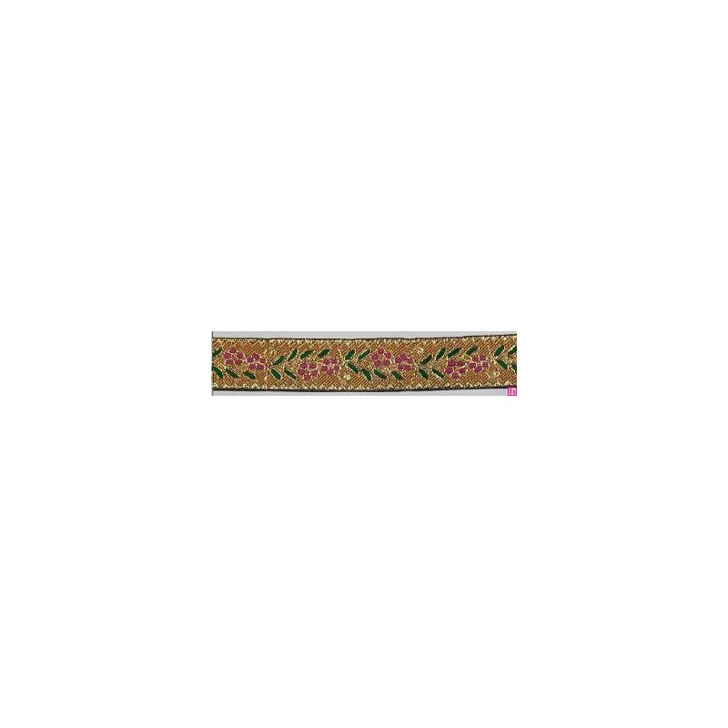 655367-0031 CINTA JACQUARD CLIO 25 MM. POLIESTER 100% ALBERO/DORADO Venta en piezas de 7.00 M