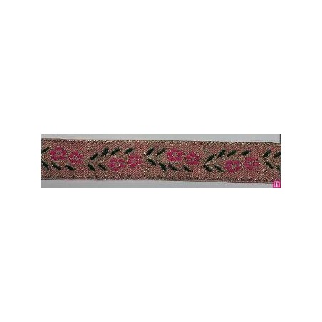 655367-0055 CINTA JACQUARD CLIO 25 MM. POLIESTER 100% NUDE/DORADO Venta en piezas de 7.00 M