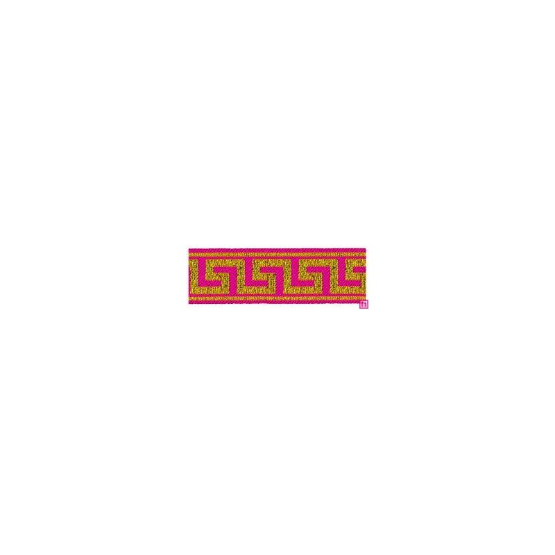 655368-0007 CINTA JACQUARD ZITA 25 MM. POLIESTER 100% FUCSIA/DORADO Venta en piezas de 7.00 M