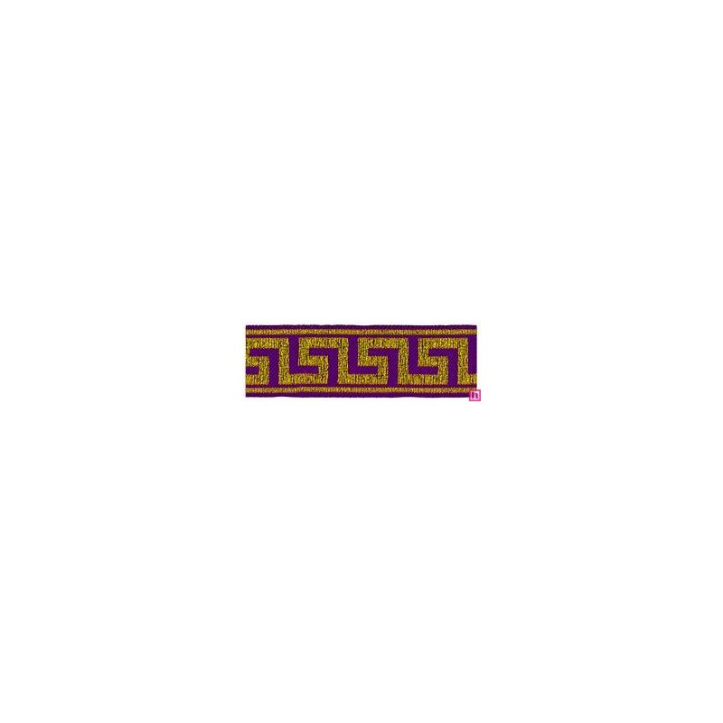 655368-0022 CINTA JACQUARD ZITA 25 MM. POLIESTER 100% MORADO/DORADO Venta en piezas de 7.00 M