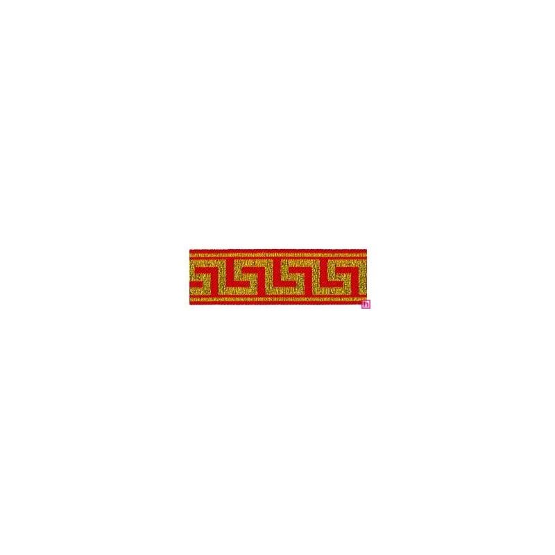 655368-0060 CINTA JACQUARD ZITA 25 MM. POLIESTER 100% ROJO/DORADO Venta en piezas de 7.00 M