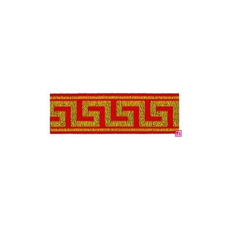 655368-0060 CINTA JACQUARD ZITA 25 MM. POLIESTER 100% ROJO/DORADO Venta en piezas de 7.00 M