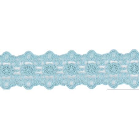 725340-16 GALON TUL BORDADO JULIANA 55 MM POLIAMIDA 50%-ALGODON 50% CELESTE Venta en piezas de 13.70 M