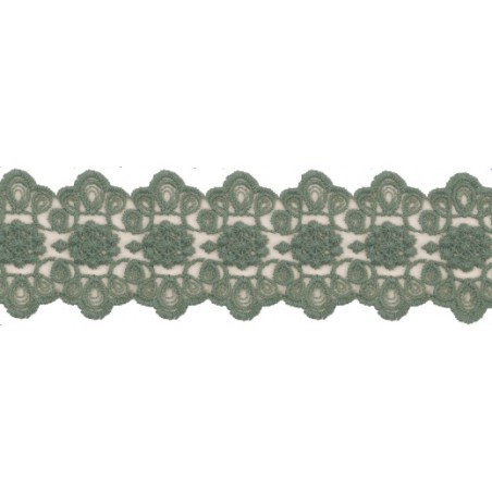 725340-86 GALON TUL BORDADO JULIANA 55 MM POLIAMIDA 50%-ALGODON 50% VERDE Venta en piezas de 13.70 M