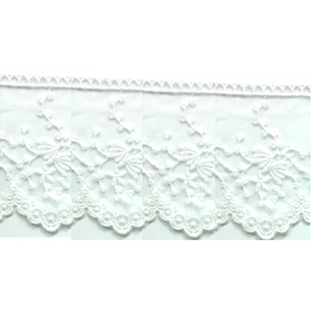725343-01 PUNTILLA TUL BORDADO KATARA 100 MM.ALGODON 50%-POLIAMIDA 50% BLANCO Venta en piezas de 18.20 M