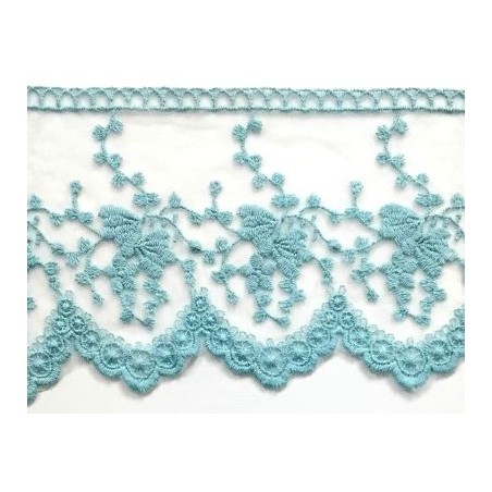 725343-16 PUNTILLA TUL BORDADO KATARA 100 MM.ALGODON 50%-POLIAMIDA 50% CELESTE Venta en piezas de 18.20 M