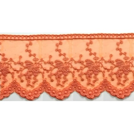 725343-40 PUNTILLA TUL BORDADO KATARA 100 MM.ALGODON 50%-POLIAMIDA 50% NARANJA Venta en piezas de 18.20 M