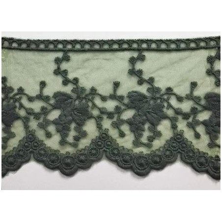 725343-86 PUNTILLA TUL BORDADO KATARA 100 MM.ALGODON 50%-POLIAMIDA 50% VERDE Venta en piezas de 18.20 M