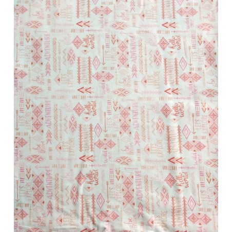 P108-50220405-01 PATCH. AMERICANO ADVENTURE (01) 110 CM. ALGODON 100% BLANCO/ROSA Venta en piezas de 7.00 M