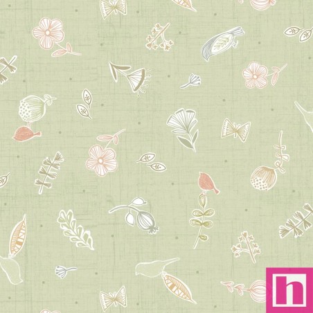 P121-BIIN6467LTGREEN PATCH. AMERICANO BREATHE IT IN (10) 110 CM. ALGODON 100% VERDE Venta en piezas de 7.00 M