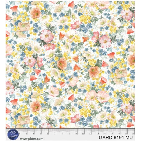 P121-GARD6191MU PATCH. AMERICANO GARDENSCAPE (01) 110 CM. ALGODON 100% BLANCO/MULTI Venta en piezas de 7.00 M