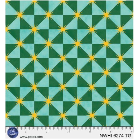 P121-NWHI6274TG PATCH. AMERICANO NUTCRACKER WHIMSY (08) 110 CM. ALGODON 100% TURQUESA/VERDE Venta en piezas de 7.00 M