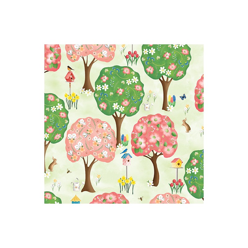 P133-14970-44 PATCH. AMERICANO ENCHANTED SPRING (07) 110 CM. ALGODON 100% VERDE Venta en piezas de 6.80 M