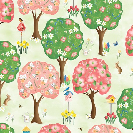 P133-14970-44 PATCH. AMERICANO ENCHANTED SPRING (07) 110 CM. ALGODON 100% VERDE Venta en piezas de 6.80 M