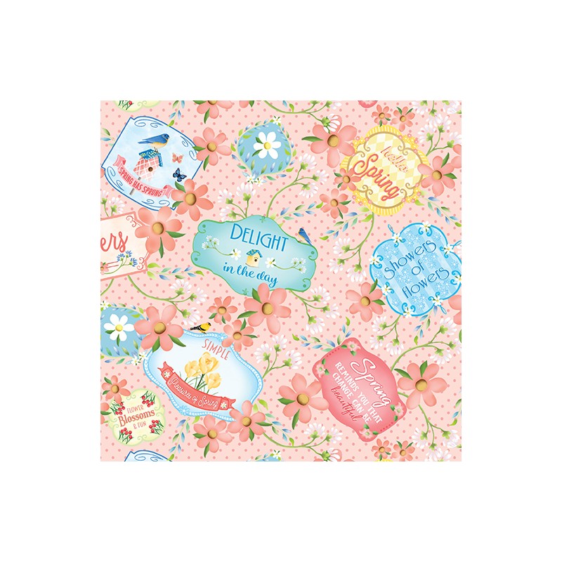 P133-14971-21 PATCH. AMERICANO ENCHANTED SPRING (06) 110 CM. ALGODON 100% ROSA Venta en piezas de 6.80 M