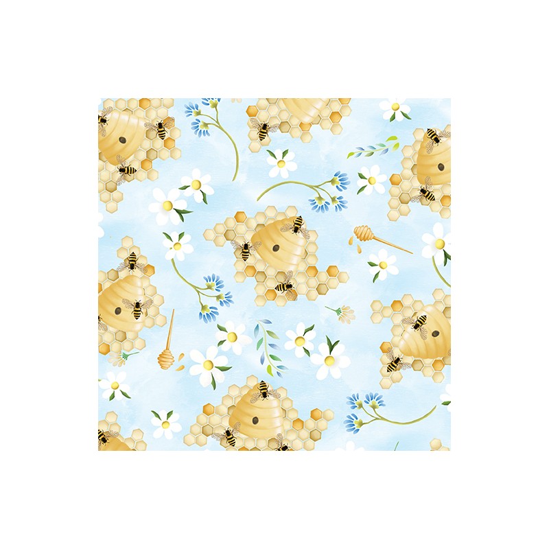 P133-14972-55 PATCH. AMERICANO ENCHANTED SPRING (14) 110 CM. ALGODON 100% CELESTE Venta en piezas de 6.80 M