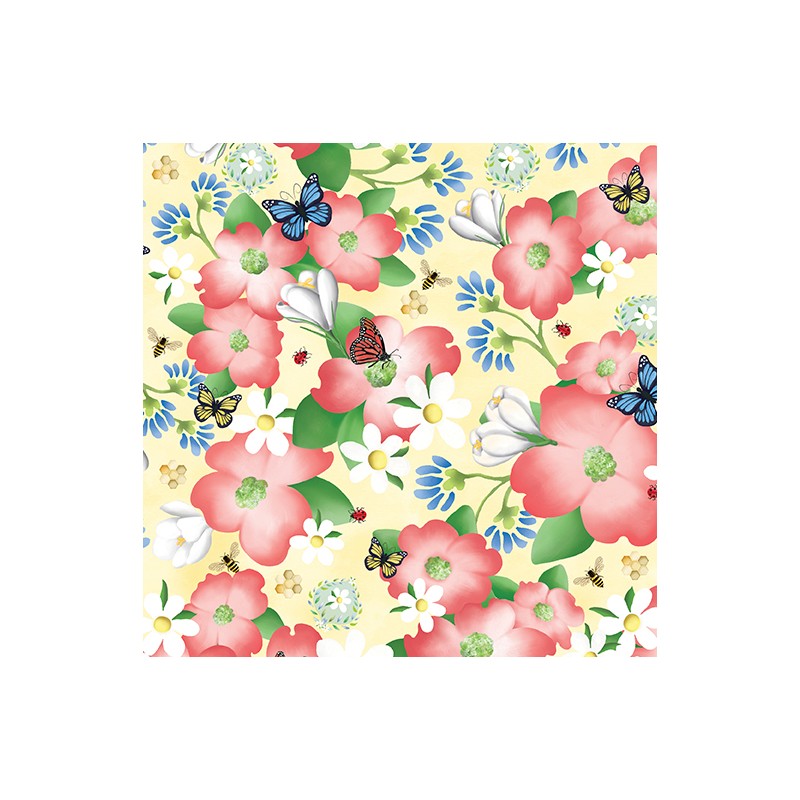 P133-14976-33 PATCH. AMERICANO ENCHANTED SPRING (02) 110 CM. ALGODON 100% AMARILLO Venta en piezas de 6.80 M