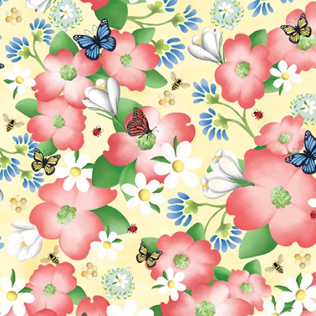 P133-14976-33 PATCH. AMERICANO ENCHANTED SPRING (02) 110 CM. ALGODON 100% AMARILLO Venta en piezas de 6.80 M