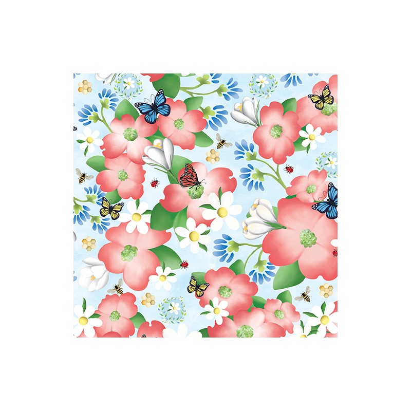 P133-14976-55 PATCH. AMERICANO ENCHANTED SPRING (15) 110 CM. ALGODON 100% CELESTE Venta en piezas de 6.80 M