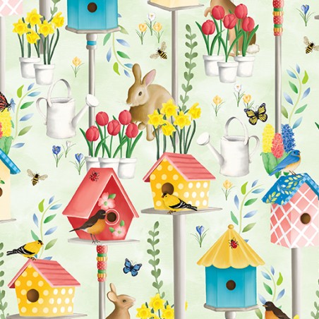 P133-14977-44 PATCH. AMERICANO ENCHANTED SPRING (08) 110 CM. ALGODON 100% VERDE Venta en piezas de 6.80 M