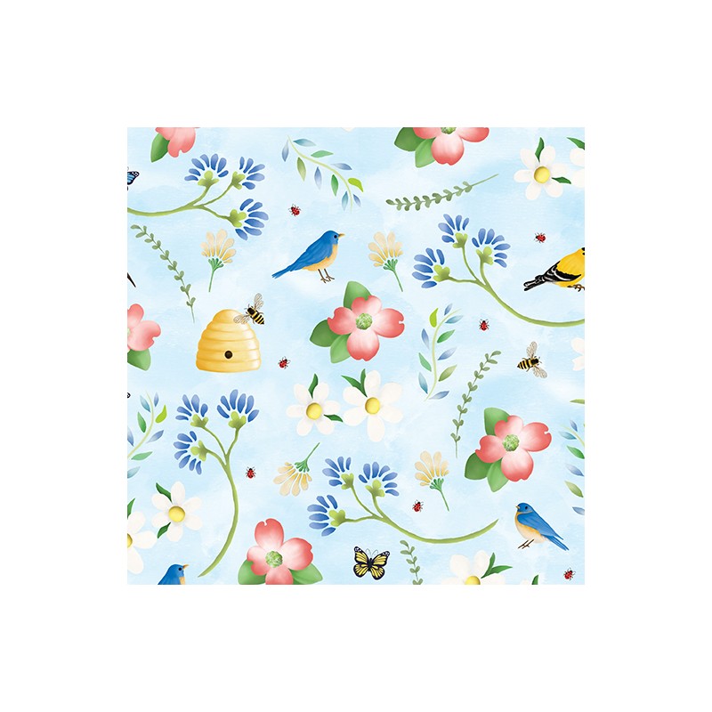 P133-14979-55 PATCH. AMERICANO ENCHANTED SPRING (13) 110 CM. ALGODON 100% CELESTE Venta en piezas de 6.80 M