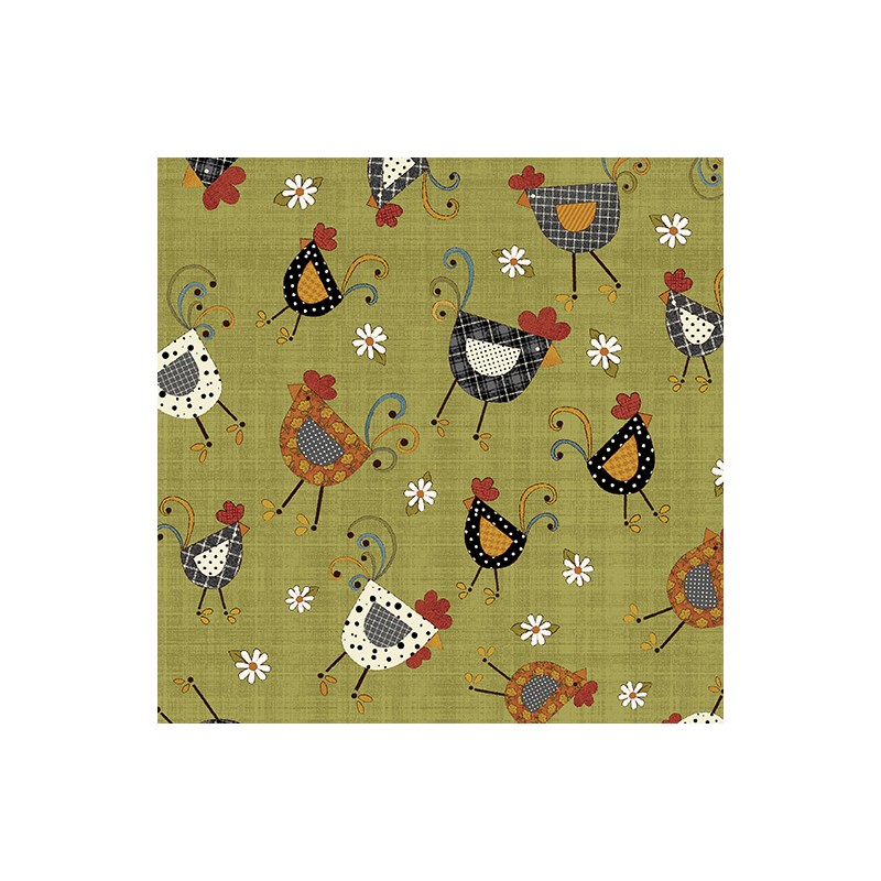P133-16754-44 PATCH. AMERICANO PRAIRIE CHICKS (02) 110 CM. ALGODON 100% VERDE Venta en piezas de 6.80 M