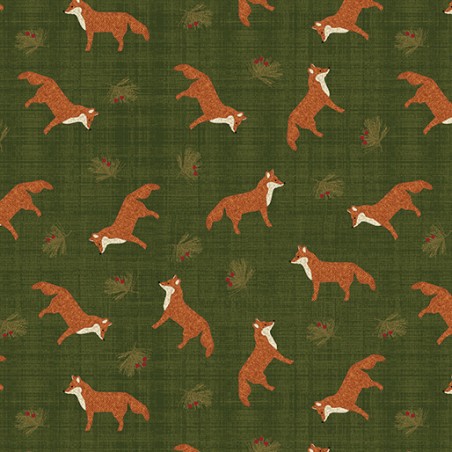 P133-16781-44 PATCH. AMERICANO A WALK IN THE FOREST (11) 110 CM. ALGODON 100% VERDE Venta en piezas de 6.80 M