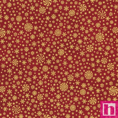 P135-SRKM-22953-113 PATCH. AMERICANO HOLIDAY FLOURISH PEPPERMINT TWIST (11) 110 CM. ALGODON 100% GRANATE/DORADO Venta en piezas