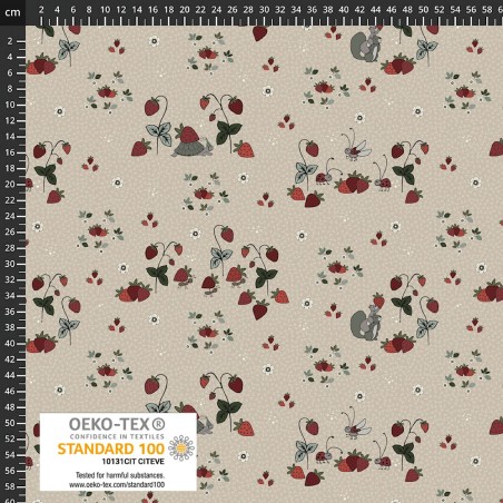 P137-4504-282 PATCH.AMERICANO STRAWBERRY MISCHIEF (01) 110 CM. ALGODON 100% GRIS Venta en piezas de 6.00 M