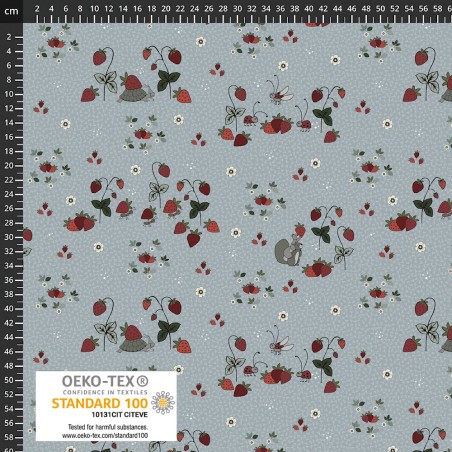 P137-4504-295 PATCH.AMERICANO STRAWBERRY MISCHIEF (11) 110 CM. ALGODON 100% AZUL Venta en piezas de 6.00 M