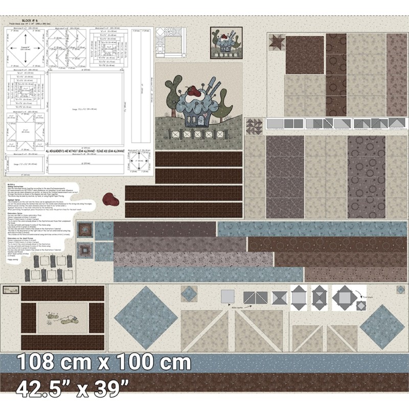 P137-4505-313 PATCH.AMERICANO CUP CAKE QUILT (06) PANEL 108X100 CM. ALGODON 100% MULTI Venta en piezas de 6.00 M