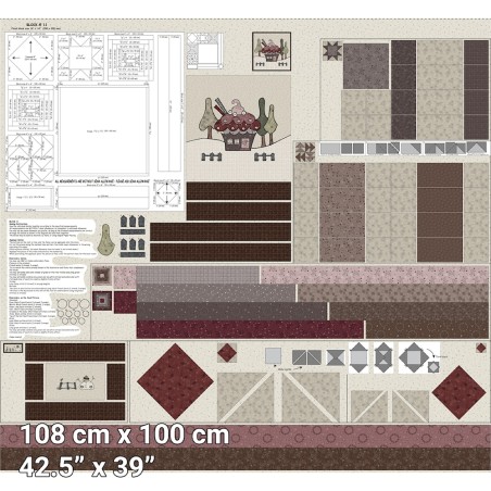 P137-4505-318 PATCH.AMERICANO CUP CAKE QUILT (13) PANEL 108X100 CM. ALGODON 100% MULTI Venta en piezas de 6.00 M