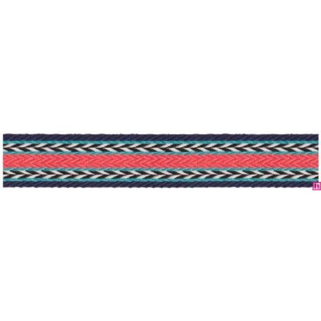 125617-25-05 TAPACOSTURAS FANTASIA ALIOU 25 MM. POLIESTER 100% MARINO/CORAL Venta en piezas de 15.00 M